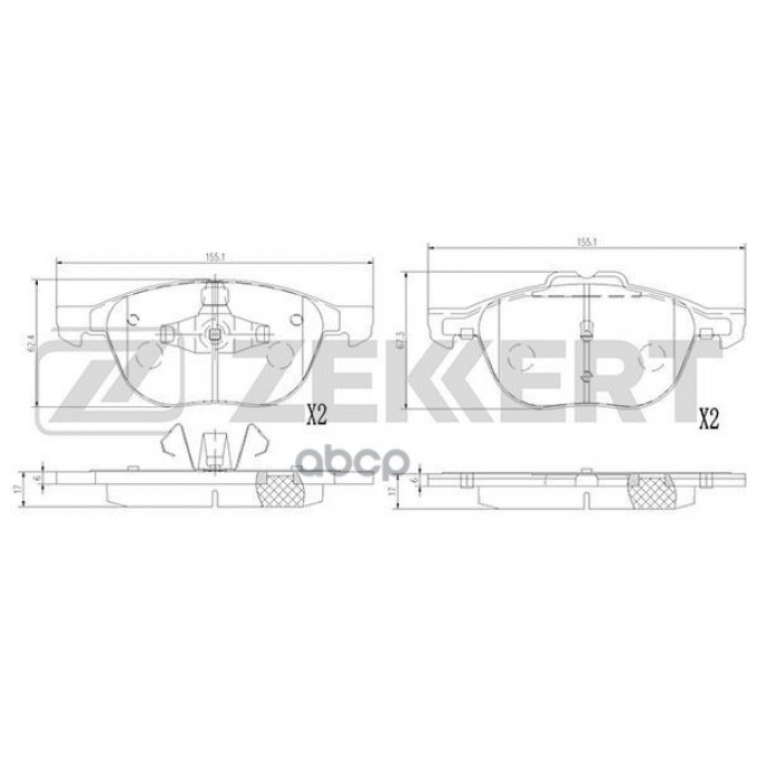 Колодки Тормозные Ford Kuga Ii 13-, Tourneo Connect Ii 13- Передние Дисковые (Gdb2043) Zek BS1364