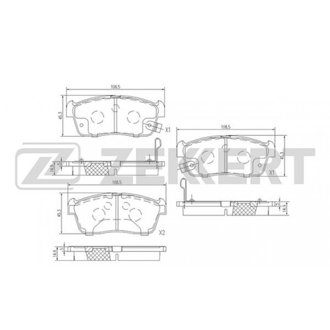 Колодки тормозные Mitsubishi i 06-; Nissan Pixo (UA0) 09- передние дисковые (GDB3359) Zekk BS1875