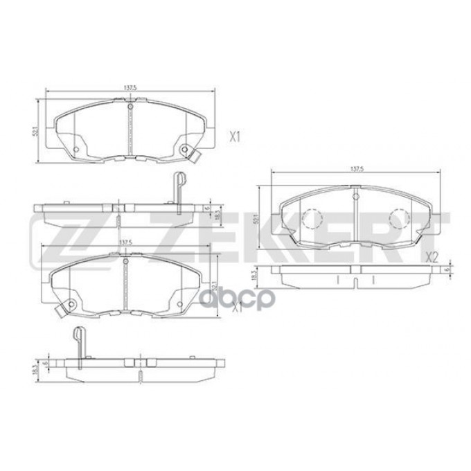 Колодки Торм. Диск. Передн. Honda Civic V Vi Vii 94- ZEKKERT арт. bs-2166 BS2166