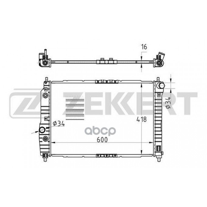 Радиатор Охл. Дв. Chevrolet Aveo (T200 T250 T255) 03- ZEKKERT арт. mk-1027 MK1027