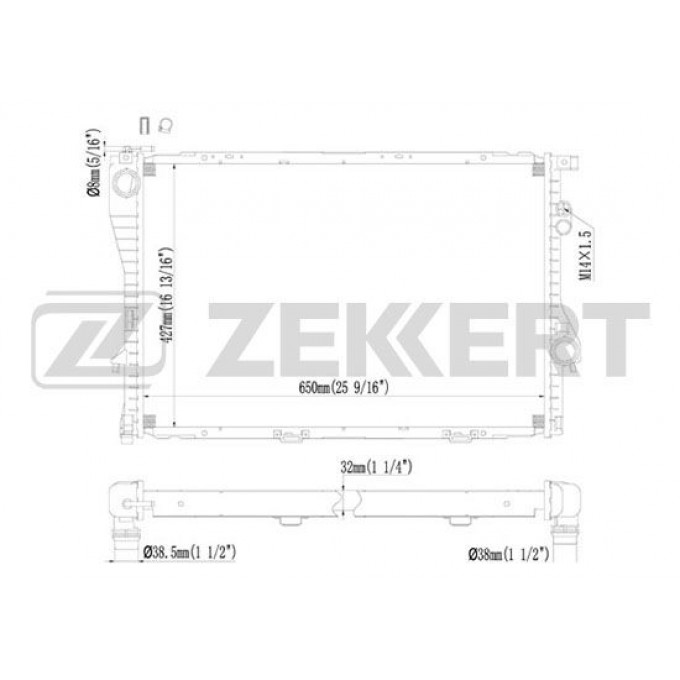 Радиатор охлаждения двигателя ZEKKERT MK-1071 MK1071