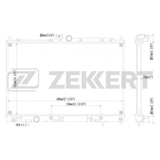 Радиатор охлаждения двигателя ZEKKERT MK-1183 MK1183