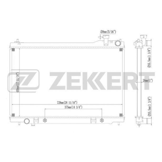 Радиатор охлаждения двигателя ZEKKERT MK-1195 MK1195