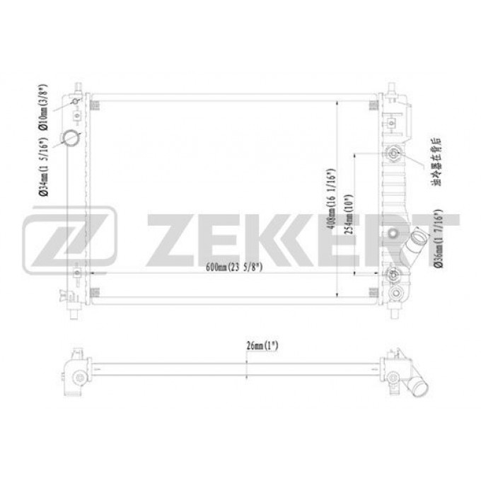 Радиатор охлаждения двигателя ZEKKERT MK-1206 MK1206