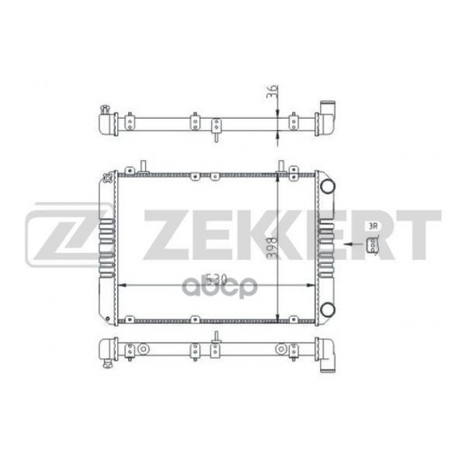 Радиатор Охлаждения Двигателя Gazelle 3302 99- 2705 99- 3221 99- 33025 09- ZEKKERT арт. MK1500